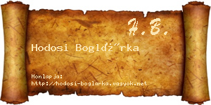 Hodosi Boglárka névjegykártya